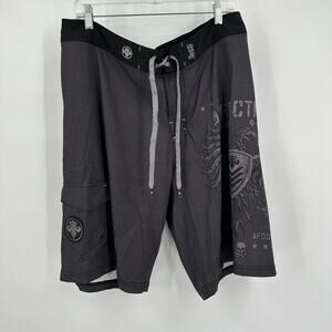 Affliction Mens Board Shorts Size 36‎ Gothic Tattoo Skull Logo Cargo Pocket